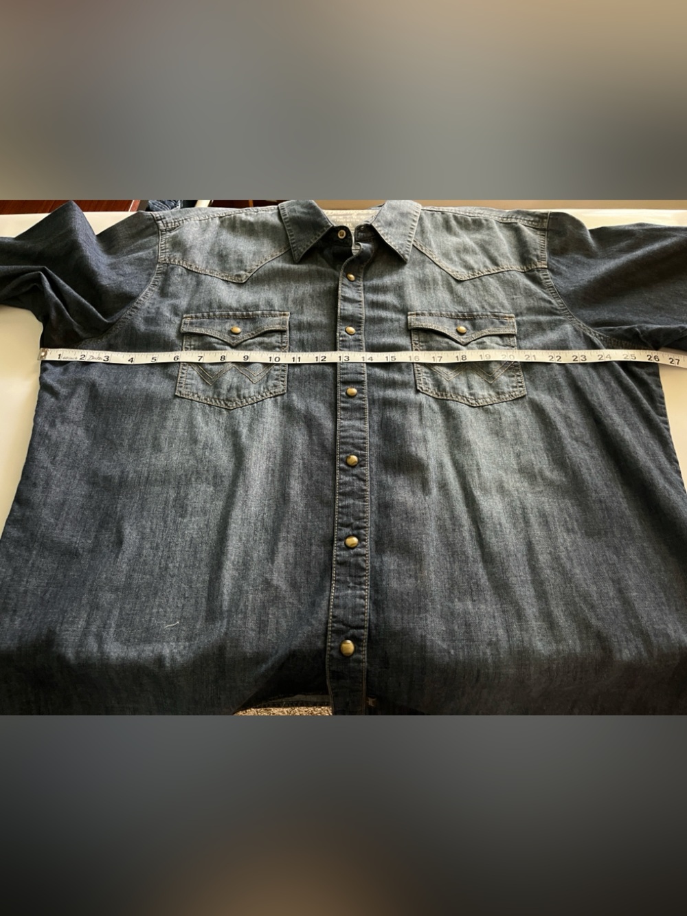 Wrangler Retro Premium Denim Long Sleeve Pearl Snap Shirt Size XXL - Picture 2 of 12